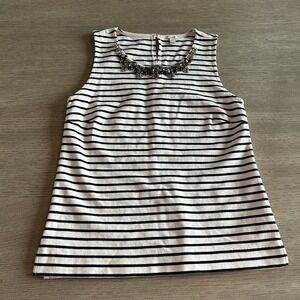 Women's J. Crew Jeweled Collar Striped Sleeveless Shirt, Size XS
